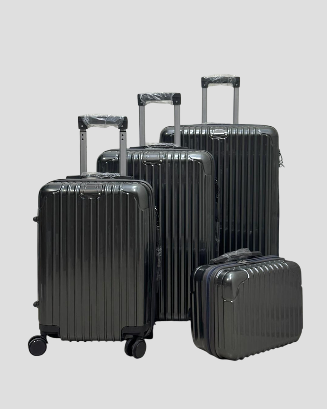 شنط 4 قطع دبل سحاب شبيه الالمونيوم