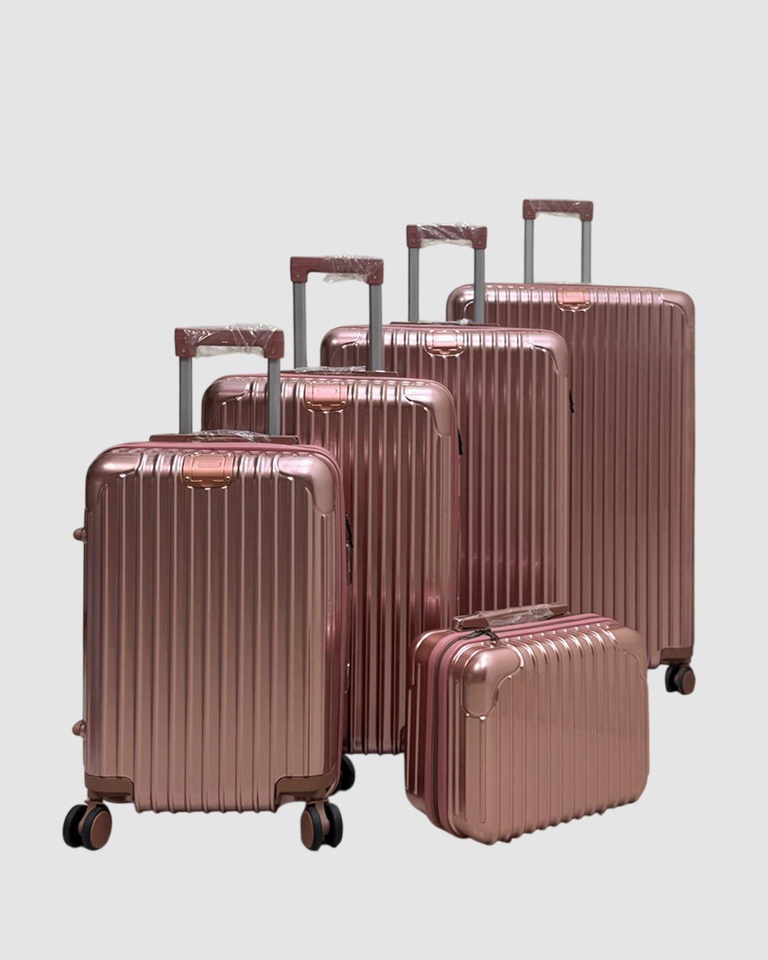 طقم شنط 5 قطع دبل سحاب شبيه الالمونيوم