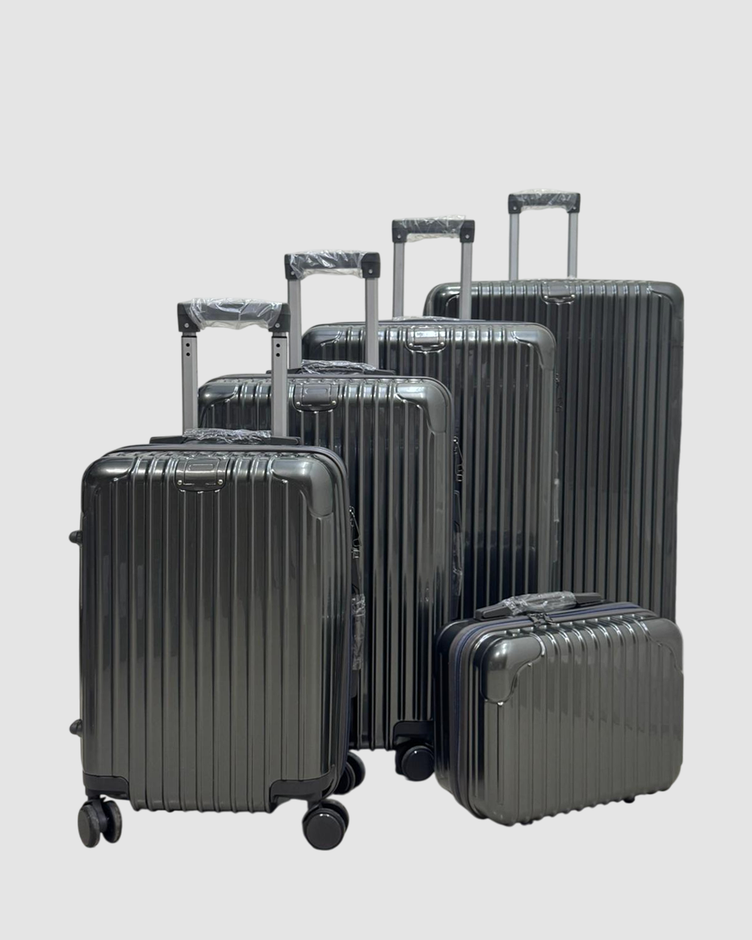 طقم شنط 5 قطع دبل سحاب شبيه الالمونيوم